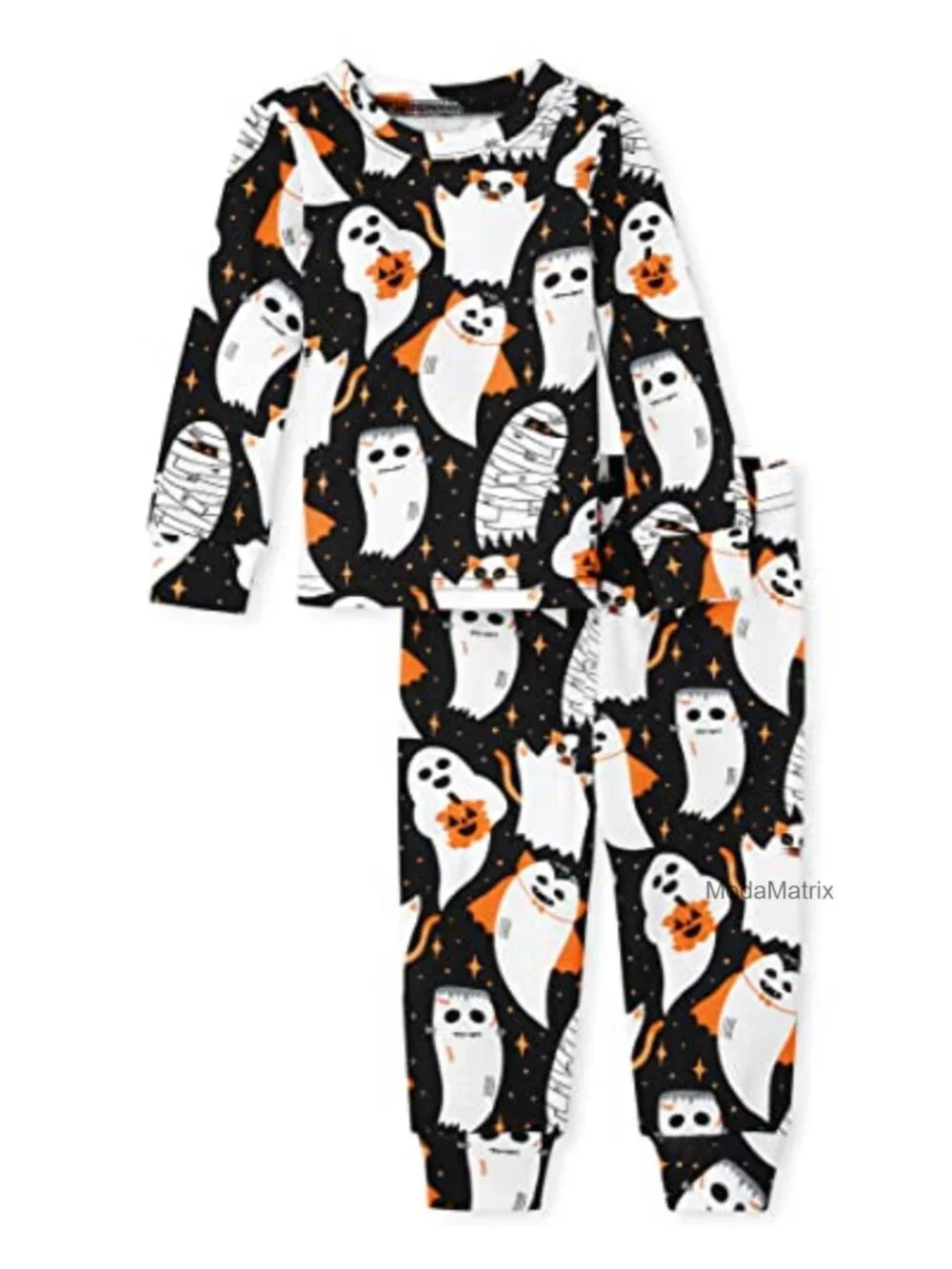 Kids Holiday Pajama Set - Cotton Long Sleeve Crew Neck